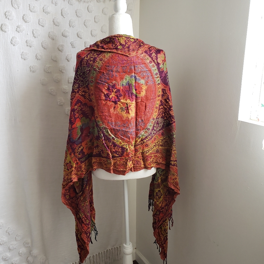 Multi Color Floral Striped Scarf Shawl‎